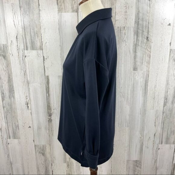 Soft Surroundings Women’s Blue V Neck Long Sleeve Point Collar Knit‎ Blouse PXS - Picture 5 of 12